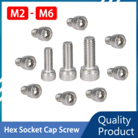 M2 M3 M4 M5 M6 Hex Socket Cap Head Screws 304 Stainless Steel Allen Bolts Threaded Hexagon Screw Metalworking 6mm-40mm DIN912