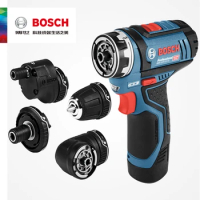 Bosch Professional 12V GSR 12V-15 FC Cordless Drill Electric Drill Wireless Power Driver with 4 FlexiClick Adapters Power tool