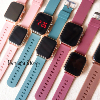 Jam Tangan Couple Pria dan Wanita Led Digital Terbaru Viral Rubber Strap Digital Santai Pink Besi