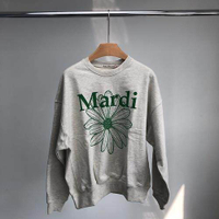 nm○  ใหม่ mardi mercredi เสื้อกันหนาวลําลอง คอกลม ทรงหลวม ลายดอกไม้ ขนาดเล็ก723