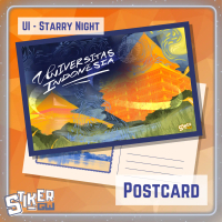 Post Card UI Starry Night - Kartu Ucapan Universitas Indonesia Thank You Card Postcard Orange Oranye