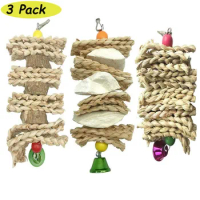 3PCS Cuttlefish Bone Wooden Chewing Toys Bird Toys for Parrots Budgie and Sepia Pets Perch Supplies Parrot Toys