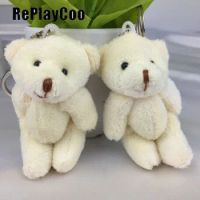 50pcs/lot Mini Teddy Bear Stuffed Plush Toys 8cm Small Bear Stuffed Toys pelucia Pendant Kids Birthday Gift Party Decor DWJ056