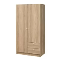 Lemari pakaian 2 pintu dg 2 laci, efek kayu oak, 98x57x190 cm