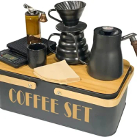 SOTECH Pour Over Coffee Maker Set Coffee Kettle Scale Ceramic Server Ceramic Dripping Cup Bean Grinder Filter