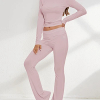 Women Pajama Set Long Sleeve T-shirt with Pants Sleepwear Loungewear Tracksuit Casual Outfit for Daily
