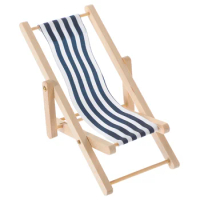 Dollhouse Lounge Chair Mini Beach Miniature Wooden Furniture Chaise Longue Decoration Foldable Model