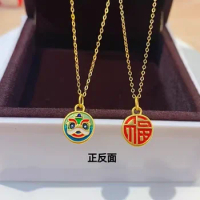 24k pure gold lion pendants for women gold wishes pendant 999 real gold jewelry accessories