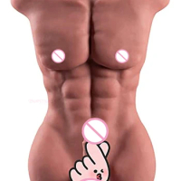 QUBANLV 18cm Great Long Penis Male Sex Doll Half Body Strong Muscle vibratorator for women Hole Female Masturbation Sex Machine
