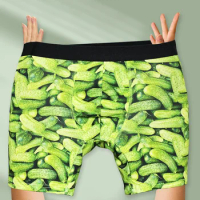 Green Sausage Pickled Cucumber Men Underwear Boxer Briefs Shorts Panties Sexy Soft Underpants for Homme Polyester Boxer Shorts