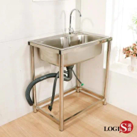 LOGIS 一體式不鏽鋼水槽(附龍頭) 洗衣槽 洗碗槽