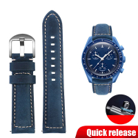20mm  Frosted Genuine Leather Strap Suitable for O-mega MoonS-watch Quick Release  Fashion Waterproof Sports Watch Accessories