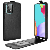 A526 Case for Samsung Galaxy A52 (5G) Cover Down Open Style Flip Leather Thick Solid Card Slot Black 52A GalaxyA52 SM-A526B A 52