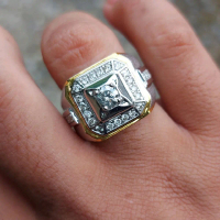Cincin berlian 0,46ct laki ring perak palladium a1391
