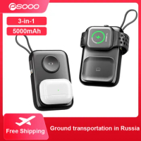 PSOOO 5000mah Magnetic Wireless Charger Battery Watch Power Bank For Iphone Airpods Apple Iwatch Series 8 7 6 5 4 3 2 Se Uitra