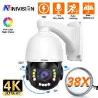 38x Optical Zoom 4K PTZ IP Camera POE Two-Way Audio Outdoor AI Human Tracking POE CCTV Color Night Vision Security IP Camera