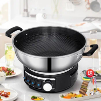 Double Electric Hot Pot Rice Cooker Steamed Meat Functional Chinese Hot Pot Dishes Non-stick Kitchen Fondue Chinoise Cookware