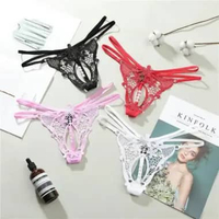 WANITA CELANA DALAM TRANSPARAN LACE BORDIR CD MUTIARA G STRING C2271 FREE ONGKIR AMAN Putih All Size