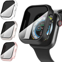 Privacy Glass+Case For Apple Watch 45mm 41mm 44mm 40mm Tempered Anti-Peeping Screen Protector For iWatch9 8 7 6 5 4 SE Cover