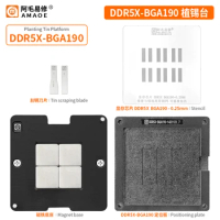 Amaoe BGA Reballing Stencil Kit for DDR5X BGA190 Direct Heating Template with Fixture Rework Tools