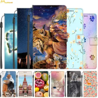 Luxury Leather Cases For LG Stylo 7 6 5 Flip Cover Wallet Card Slots Phone Bags For LG Velvet 5G Case Stylo6 Tiger Cats Printed
