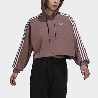 Adidas Short Hoodie HN5885 女 連帽上衣 帽T 短版 運動 休閒 寬鬆 刷毛 國際版 藕紫