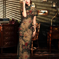Vietnam Traditional Dress Elegant Women'S Qipao Oriental Dress Split Cheongsam Slim Long Silk Novelty Chinese Dress Qipao 11940