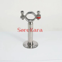 32mm 304 Stainless Steel Pipe Clamp Clip Support bracket with base plate Pole Length 100mm