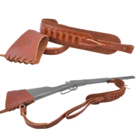 Hunting Set of Leather Rifle Buttstock Recoil Pad with Gun Shoulder Sling Strap .308 .30/06 .30/30 .357 12GA 16GA 20GA .22LR