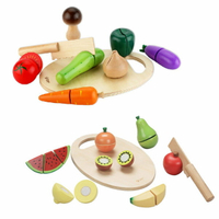 【德國 classic world 客來喜經典木玩】蔬菜+水果切切樂超值組/木製家家酒玩具