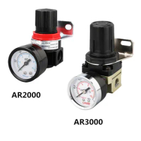 AR2000 G1/4'' AR2000-02 Pneumatic Mini Air Pressure Relief Control Compressor Regulator Treatment Units Valve Gauge Fitting
