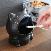 Ceramic Ashtray Cigarettes Cute Funny kitten Shape Ashtray for Indoor Outdoor Windproof Desktop Smoking Ash Holder for Smokers