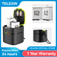 TELESIN Endurence Fast Charging Battery For GoPro Hero 12 11 10 9 1750 mAh Low Temperature Battery Charger Box For Hero 9 10 11