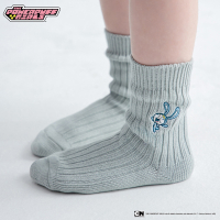 【FOOTER除臭襪】飛天小女警-針織堆堆童襪-泡泡款(PPG05K-灰藍)