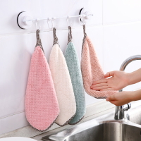浴室掛式珊瑚絨可愛擦手搽手巾廚房抹布手帕雙面加厚卡通吸水毛巾