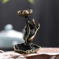 Pure copper backflow incense Buddha hand lotus brass incense frame incense Zen tea ceremony table tea table furnishings