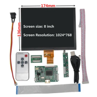 8 Inch IPS LCD Screen Display Monitor HDMI-Compatible Driver Control Boardfor Raspberry Pi Banana/Orange Pi Mini Computer