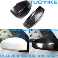 2PCS Car Styling Real Dry Carbon Fiber Rearview Side Mirror Cover Cap Shell Trim Sticker For Nissan 350Z Devil Z33 2003-2006