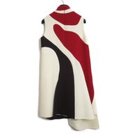【二手名牌BRAND OFF】Dior 迪奧 黑紅白色 絲綢 羊毛 一件式 洋裝 #40