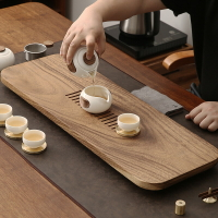 茶盤 黑桃茶盤實木家用日式茶海功夫茶具套裝排水小茶臺整塊