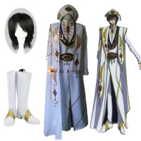 Anime Code Geass Cosplay Lelouch of the Rebellion Emperor Ver. Uniform Costume Wig White Boots Shoes Halloween Carnival Party