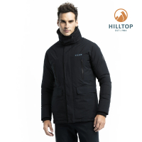 【Hilltop 山頂鳥】男款WINDSTOPPER保暖蓄熱羽絨短大衣F22M01黑