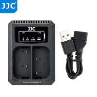 JJC USB Dual Camera Battery Charger for Olympus OM System OM-1 Camera with 40-cm-long Extension Cable Replaces OM System BCX-1