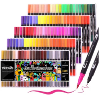 120 Colors Coloring Pens Dual Tip Brush Pens Brush Fineliners Pens Art Marker for Drawing Sketching Painting Calligraphy