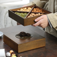 糖果盒 歐式干果盤 糖果盒 分格帶蓋客廳創意水果盤 茶幾瓜子零食盒 實木