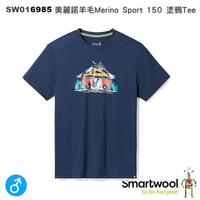 【速捷戶外】美國 Smartwool SW016985 男 Merino Sport 150 美麗諾羊毛塗鴉短Tee(河畔露營 海軍藍),柔順,透氣,排汗, 抗UV