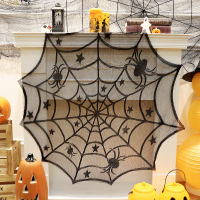 萬圣節 裝飾主題蜘蛛網蝙蝠桌布店鋪壁爐恐怖背景掛件場景布置用品