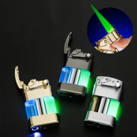Rocker Switch Ignition Butane Gas Lighter Outdoor Windproof Lighter Creative Green Butane Cigar Lighter Men's Gadget