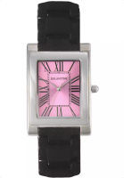 EGLANTINE EGLANTINE® Lily 女士精鋼石英腕錶，粉紅色錶盤，黑色陶瓷錶鍊