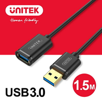 【樂天限定_滿499免運】UNITEK USB3.0資料傳輸延長線 1.5M 黑色(Y-C458GBK)